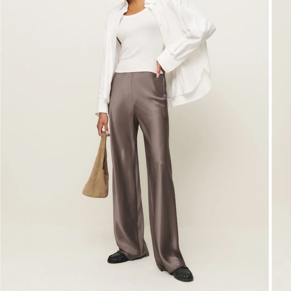 NWT Reformation Gale Satin Mid Rise Bias Pant Brown - Size XS
